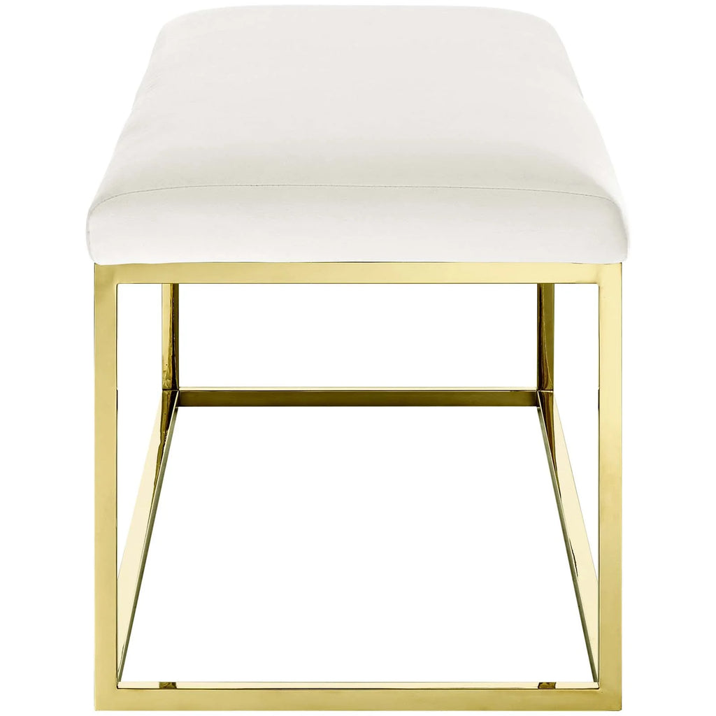 Gold Ivory Velvet Accent Chair Bench S270545