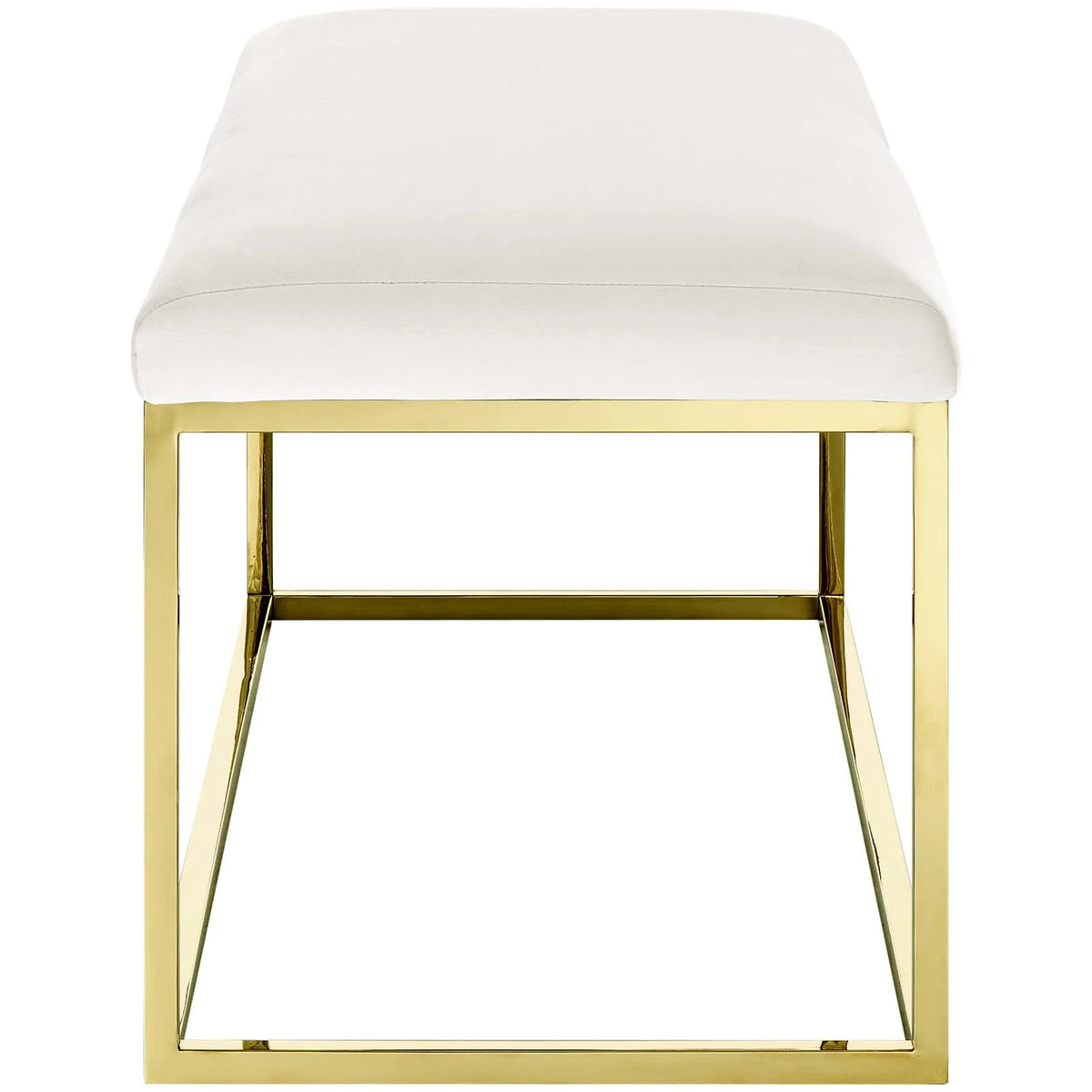 Gold Ivory Velvet Accent Chair Bench S270545