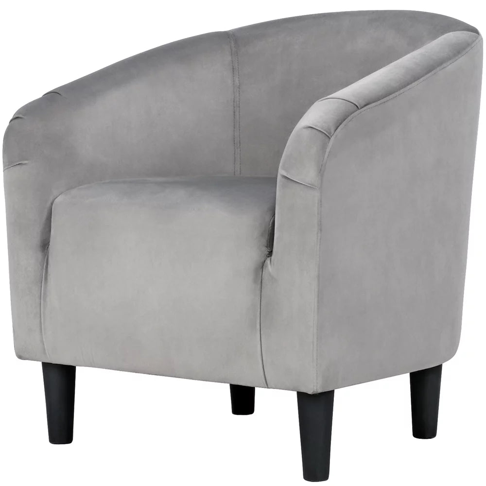 Gray Velvet Accent Chair with Ottoman B912