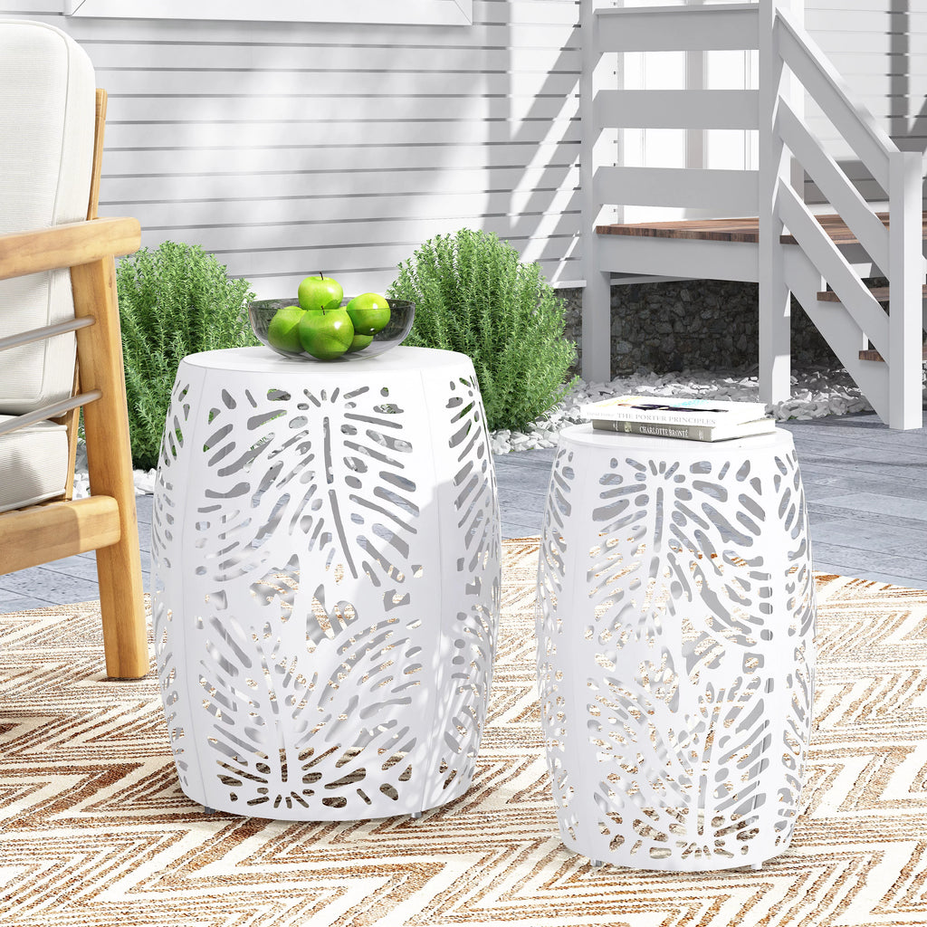 White Metal Side Tables, Set of 2 M78624