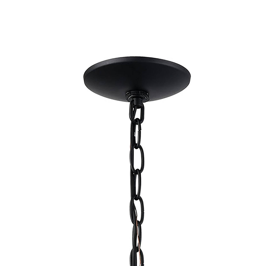 1-Light Hanging Matte Black Antique White Art Glass B596