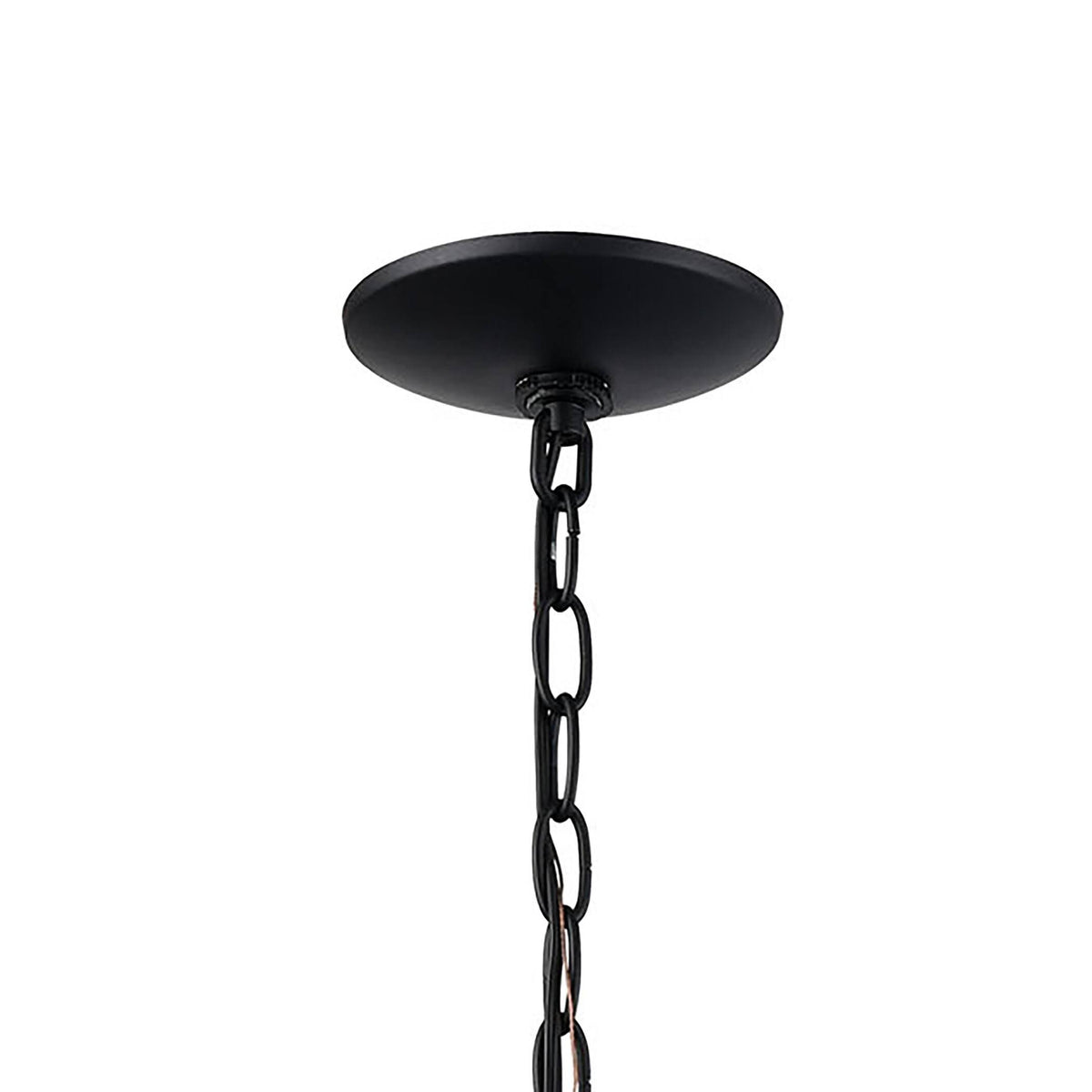 1-Light Hanging Matte Black Antique White Art Glass B596