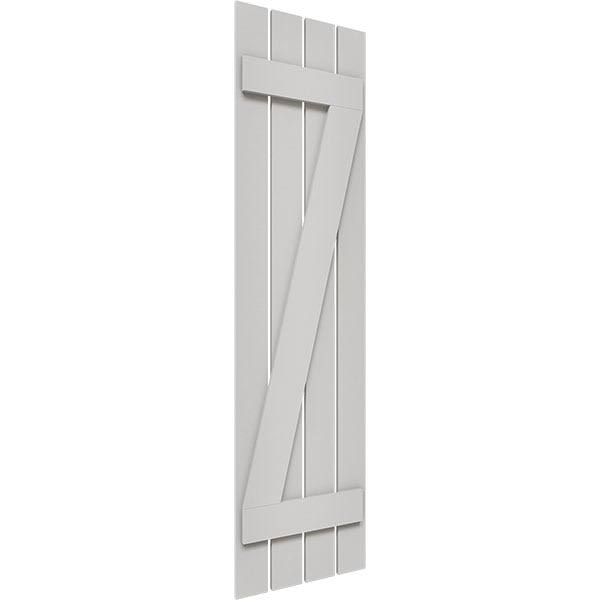Rustic Four Board Spaced Board-n-Batten Faux Wood Shutters (Per Pair) K308645