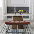 39 Inch Upholstered Leather Dining Bench with Metal Legs I77870
