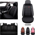 Full Coverage Faux Leather Car Seat Covers with Steering Wheel Covers Set Black P7173