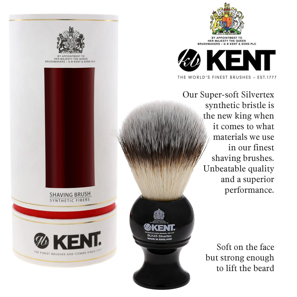 BLK4S Shaving Brush with Silvertext Synthetic Bristles and Black Resin Handle, Pack of 2 R23827