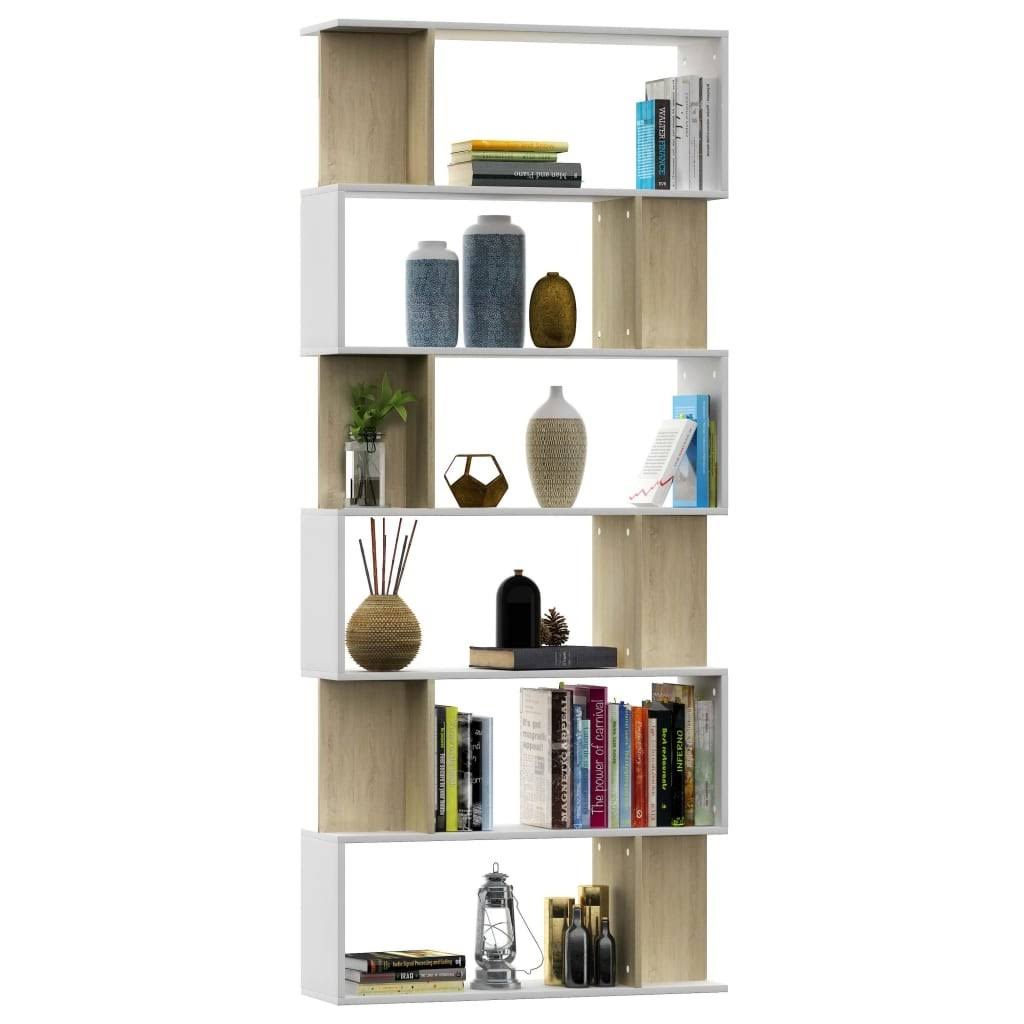White and Sonoma Oak Chipboard Book Cabinet Room Divider B2992
