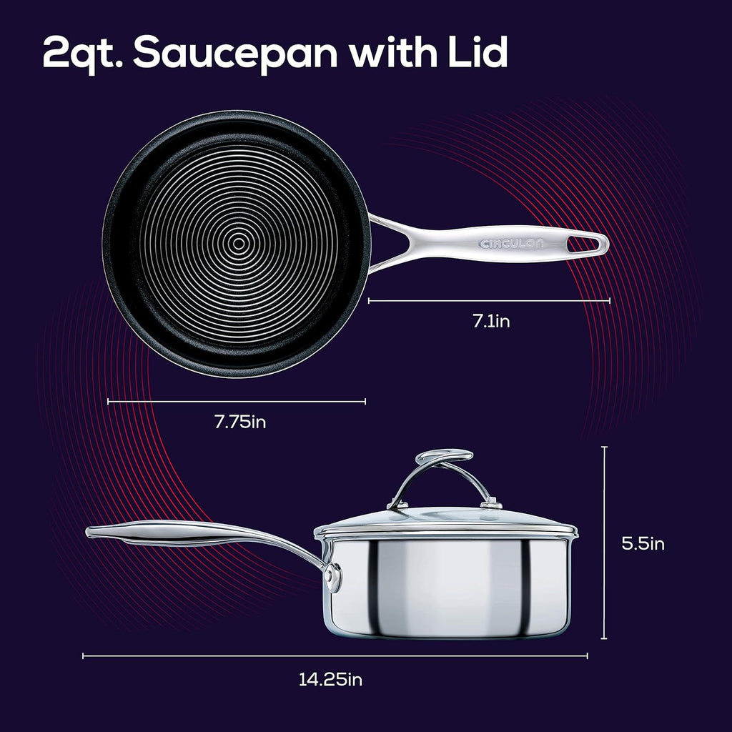 2 Quart Stainless Steel Saucepan with Glass Lid C929