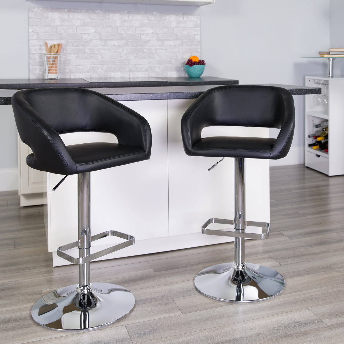 Black Vinyl Adjustable Height Bar Stool U63739