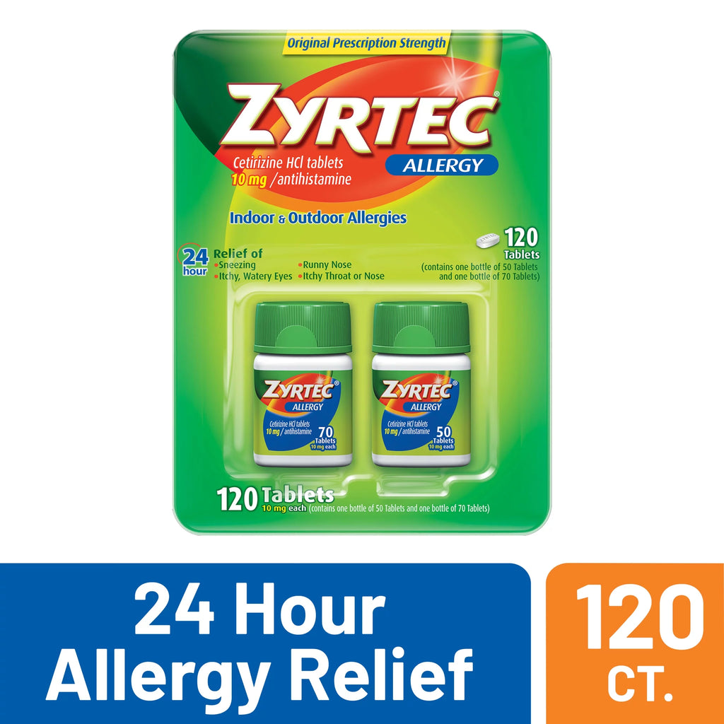 24 Hour Allergy Relief Tablets 10mg Cetirizine HCl 120 ct B491979