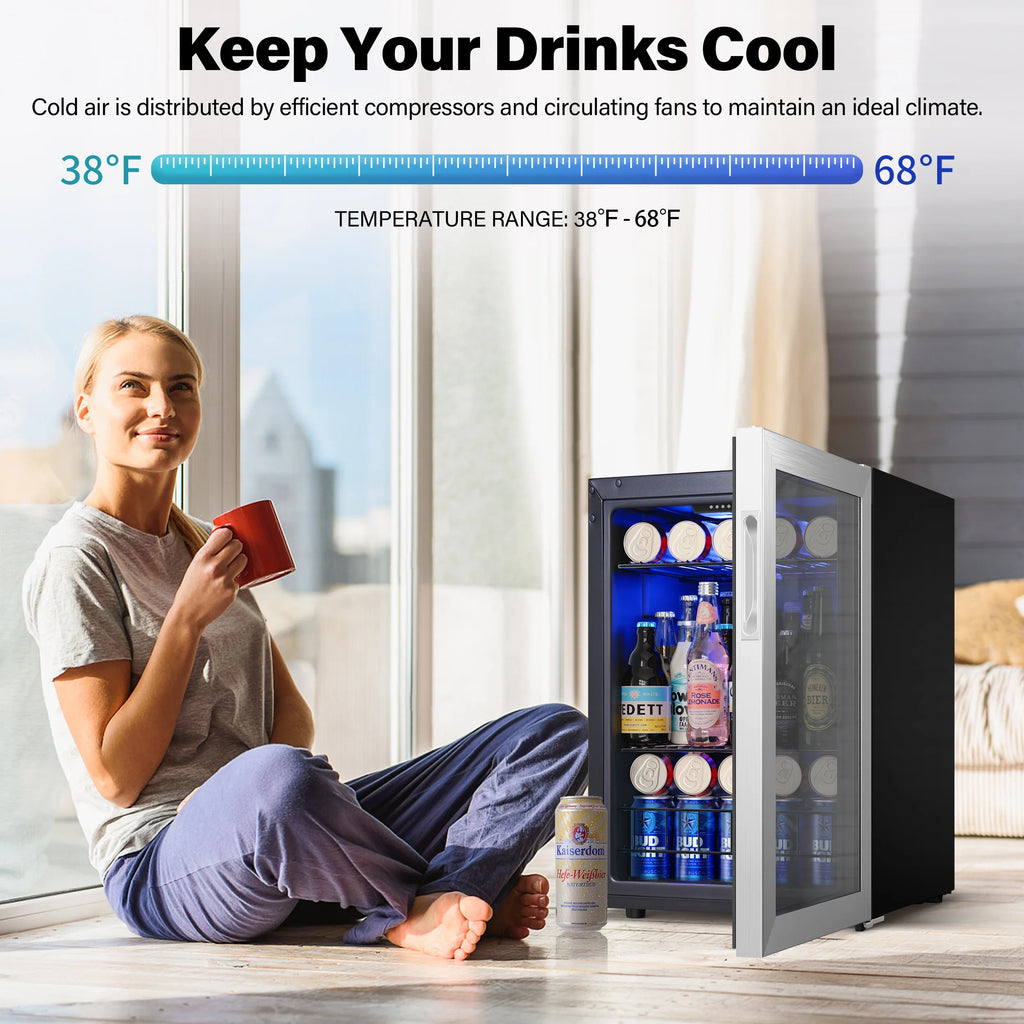 77-80 Can Mini Beverage Cooler with Glass Door H510