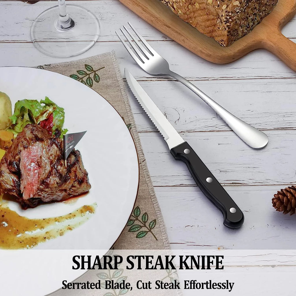 48 Pcs Stainless Steel Silverware Set with Steak Knives U3072
