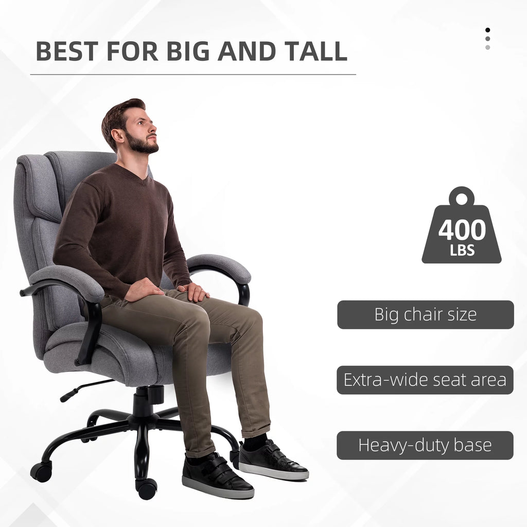 Light Grey Linen Fabric High Back Executive Office Chair E670941