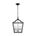 4-Light Black and Polished Chrome Caged Chandelier Q471955
