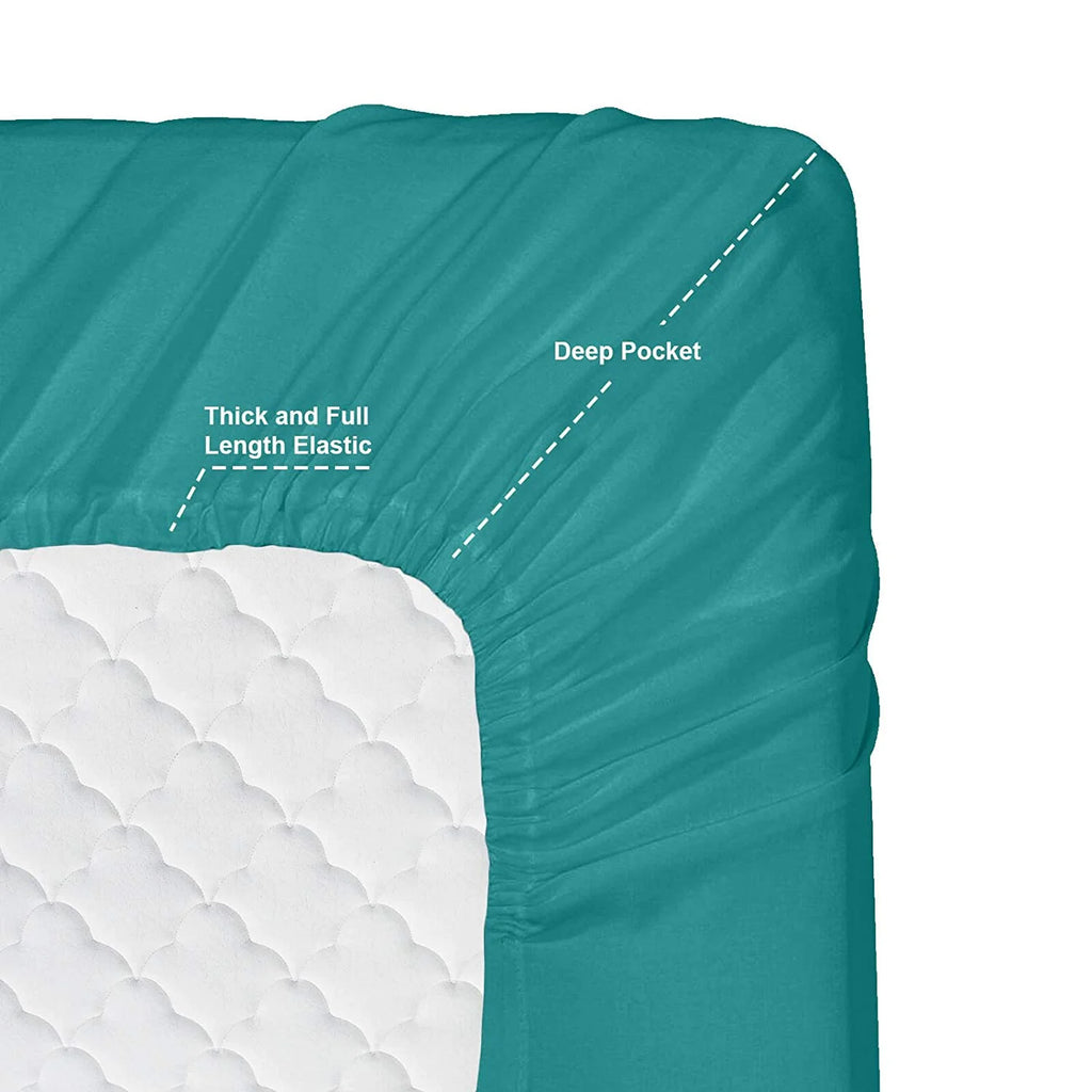 6 Piece California King Teal Microfiber Bed Sheet Set C7559