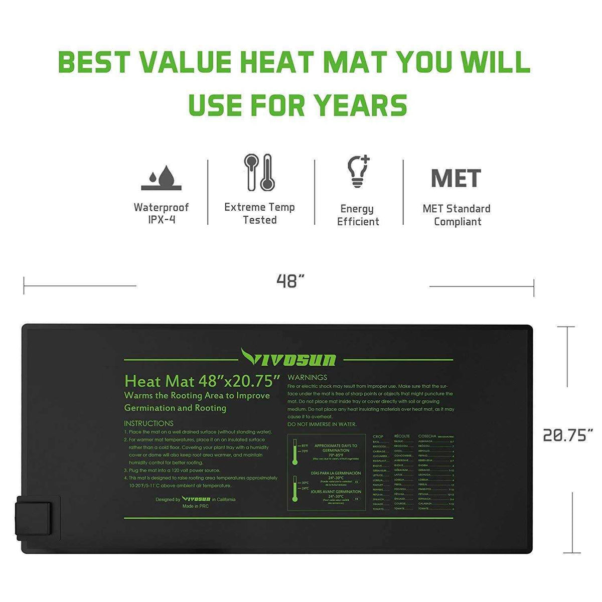 20.75 Seedling Heat Mat and Digital Thermostat Combo Set D79823