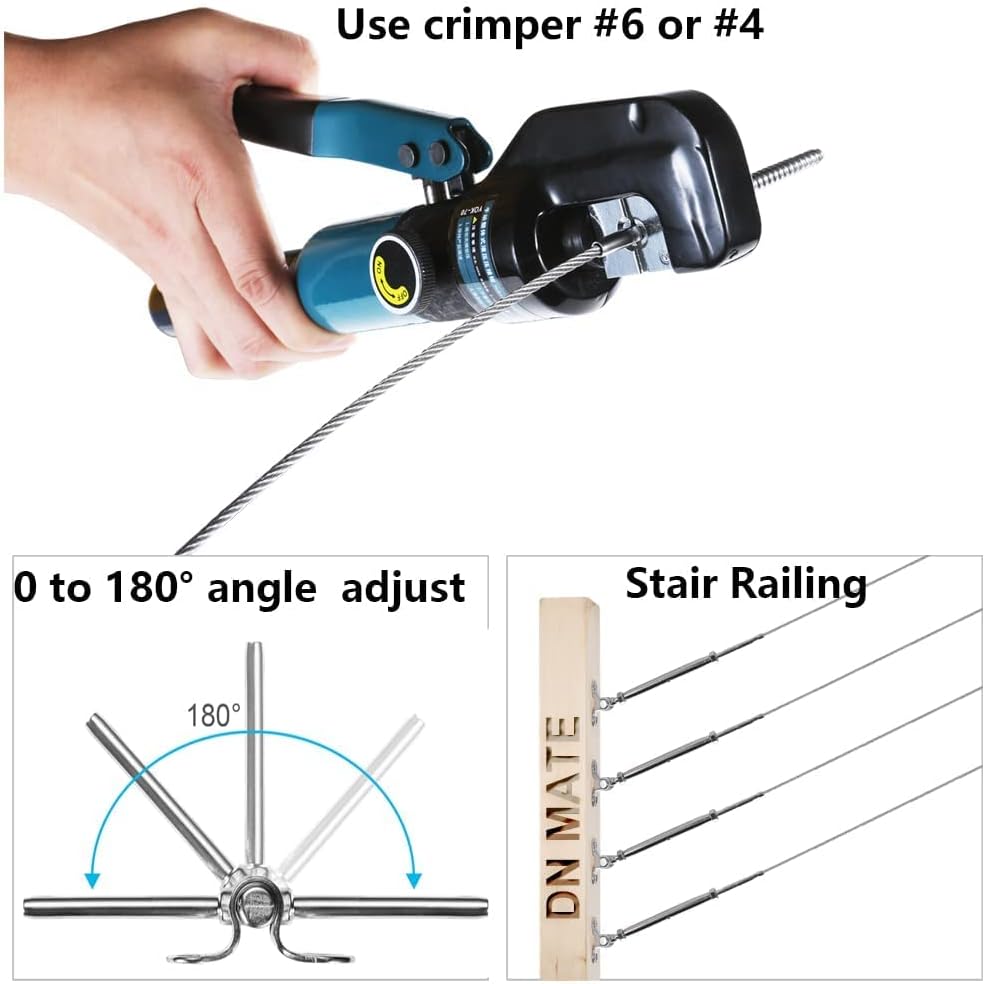 20 Sets T316 Stainless Steel Adjustable Angle 180° Cable Railing Kit L7367