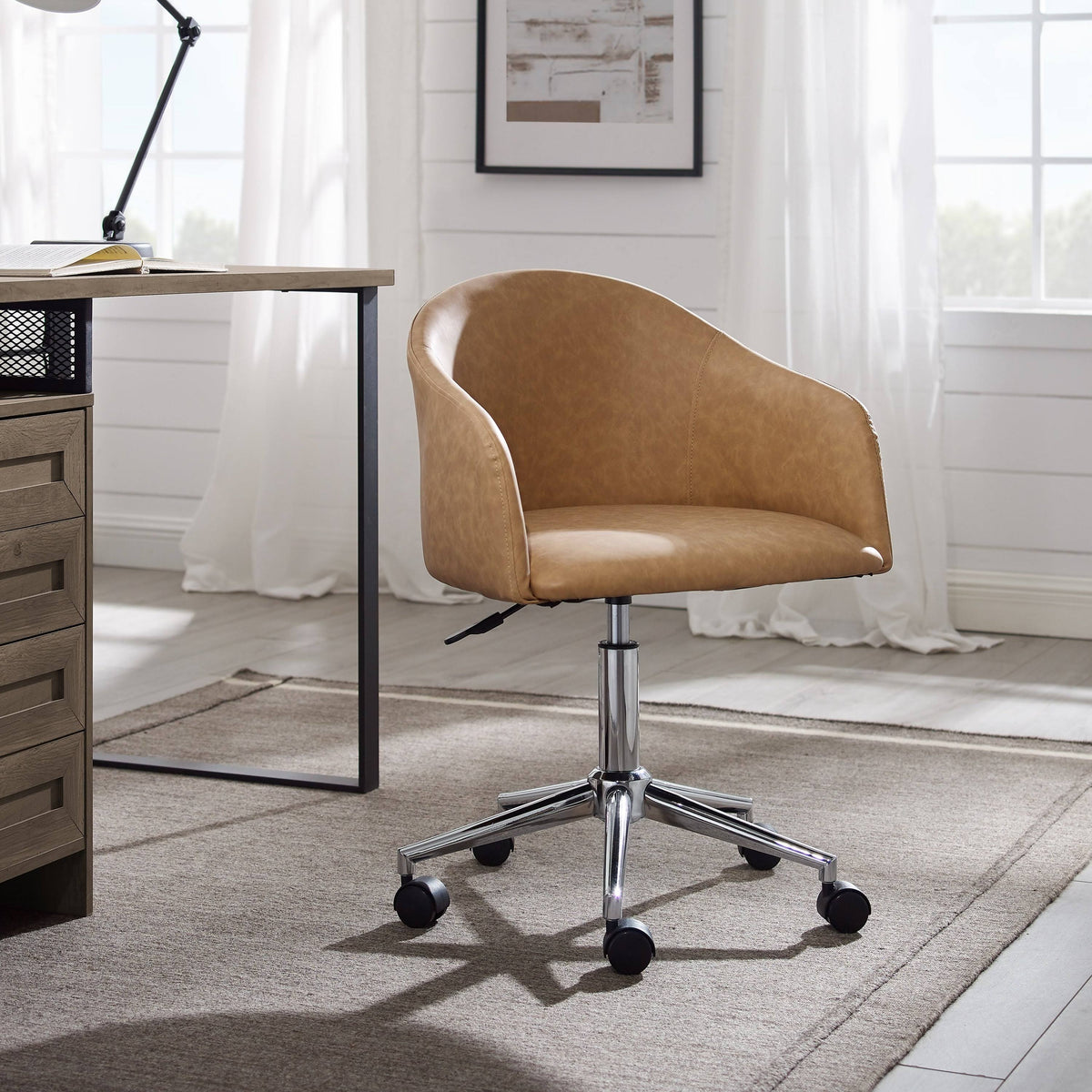 Gray Round Back Swivel Desk Chair with Caster Y2280