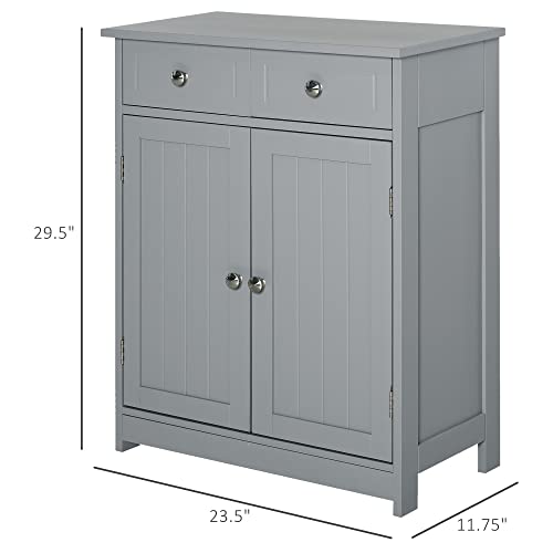 Grey Wooden Bathroom Floor Cabinet with 2 Doors and 2 Drawers N967