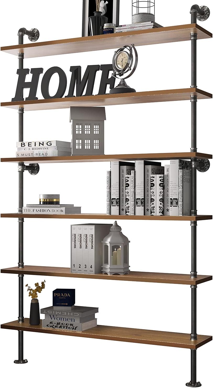 6-Shelf Modern Ladder Bookcase with Metal Frame L531345