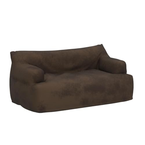 Brown Twin Size Foam Filling Bean Bag Sofa with Removable Cover Y63747