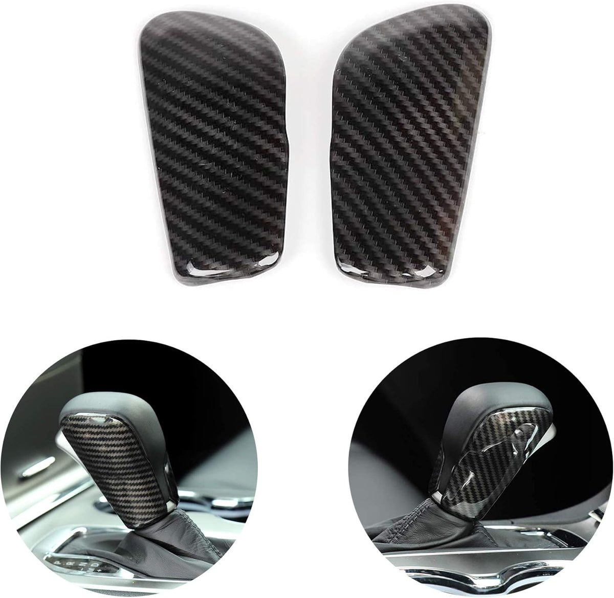 Carbon Fiber Grain Gear Shift Knob Trim 2 Pack J108