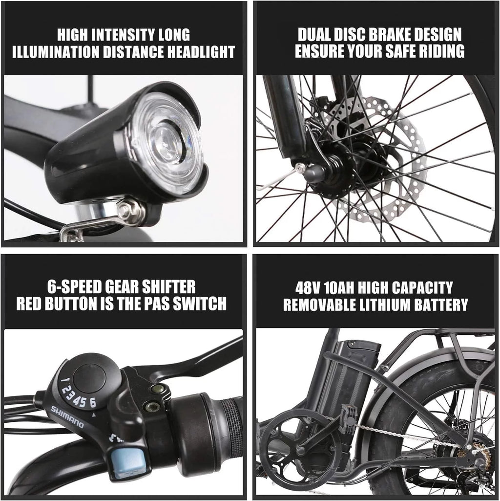 20" x4.0 Fat Tire 500W 48V/12Ah Removable Battery Electric Bike D318964