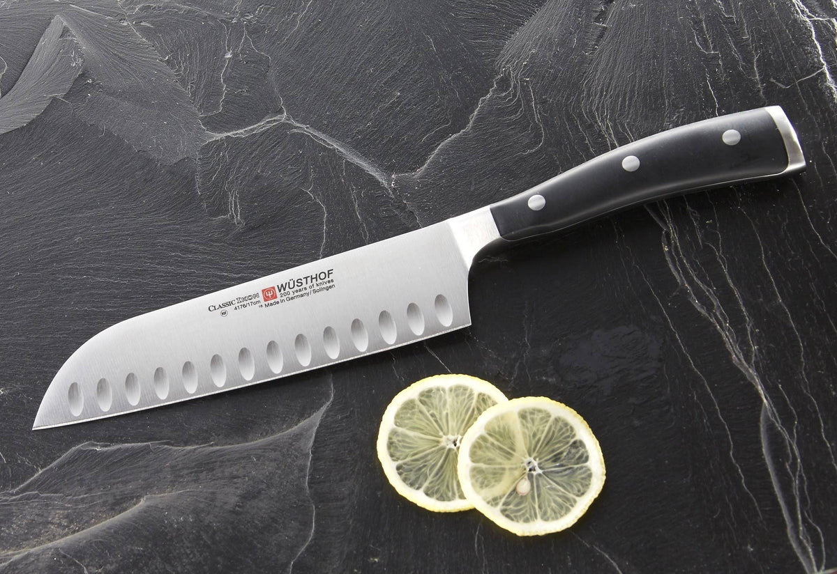 7-Inch Santoku Hollow Edge Black Knife G399829