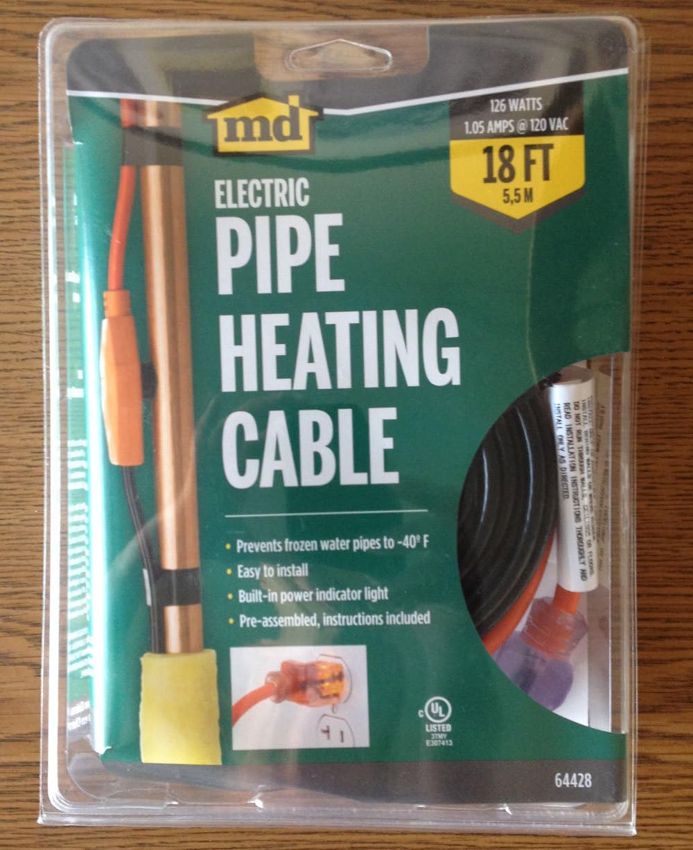 18 Ft Pipe Heating Cable with Thermostat Y92053
