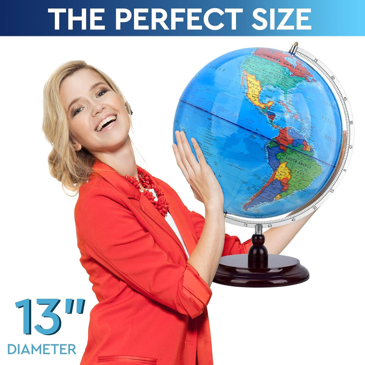 13 inch Educational World Globe with Stand J1527
