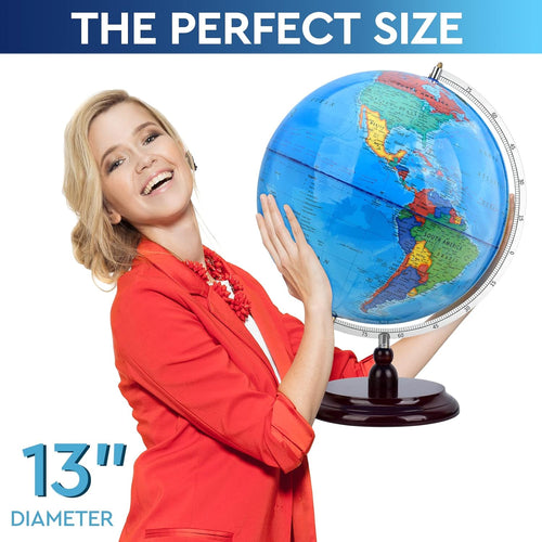 13 inch Educational World Globe with Stand J1527