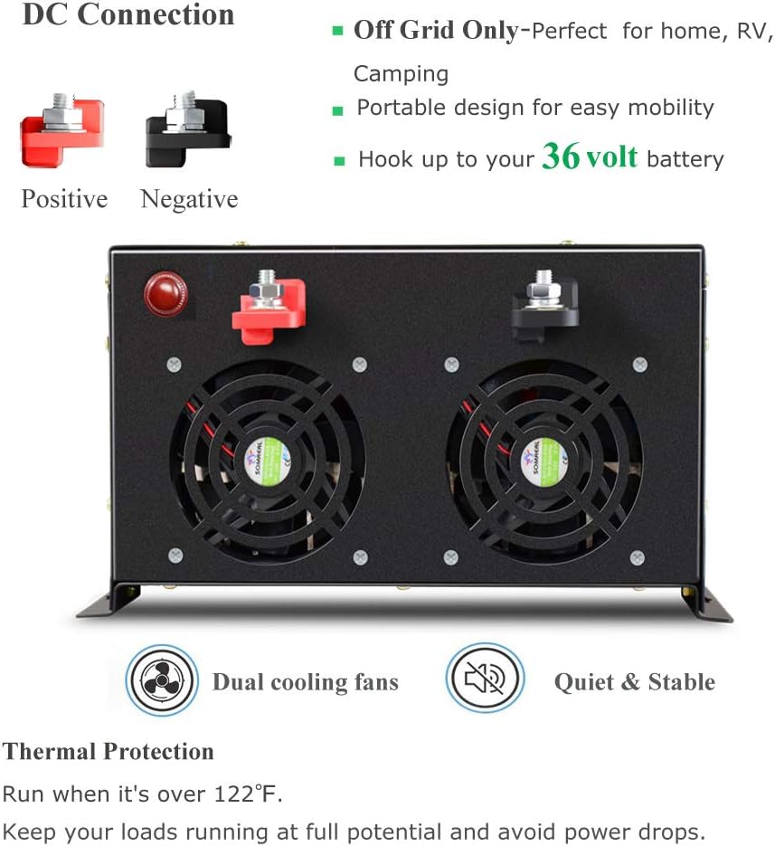 8000W Pure Sine Wave Power Inverter DC 36V to AC 120V A301