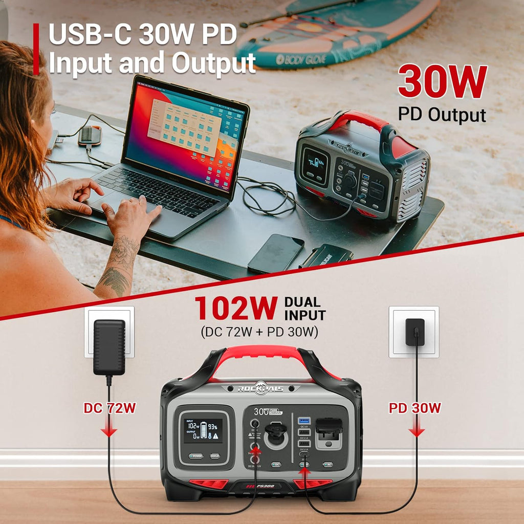 300W Portable Power Station 280wh Solar Generator with 110V AC Outlet T26292