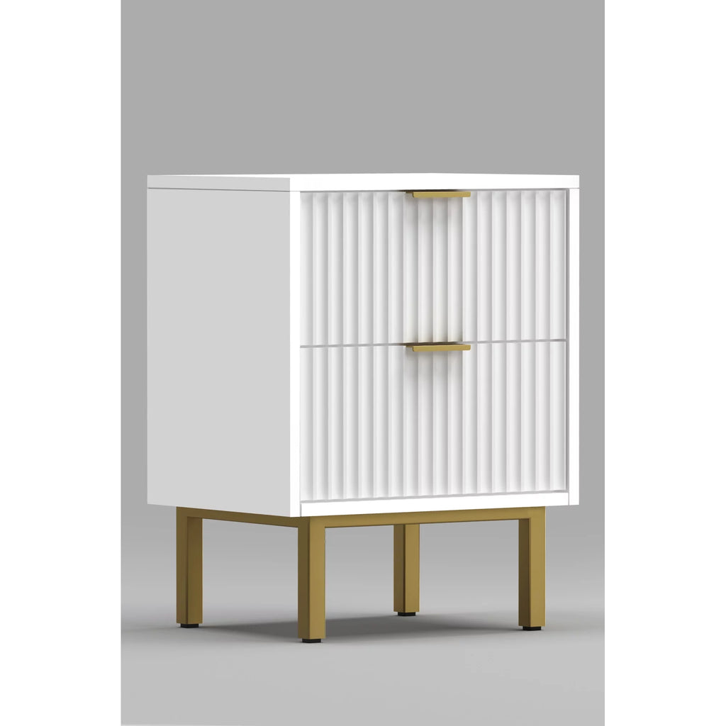 White 2 Drawer Nightstand D891974