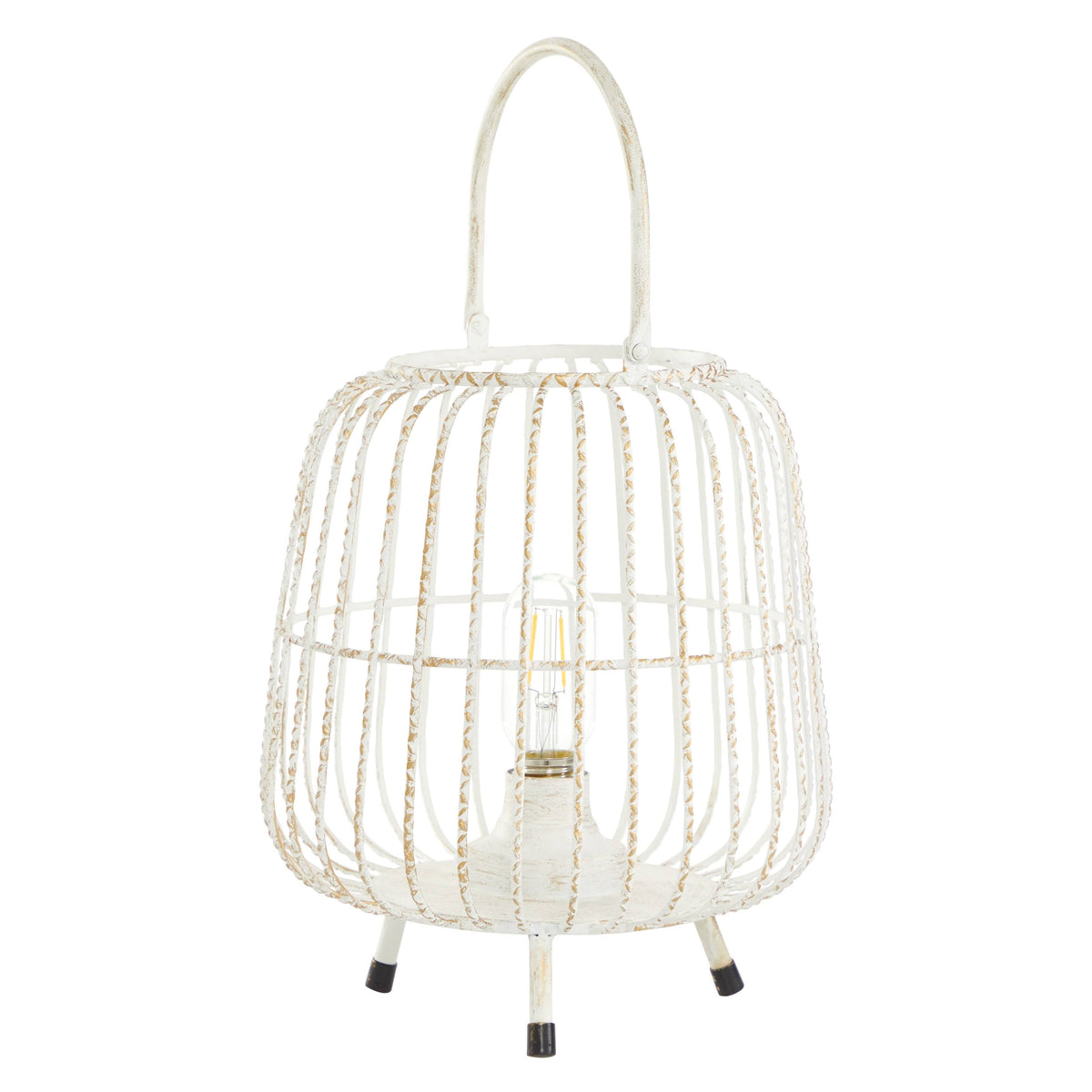 White Metal Caged Lantern U7496