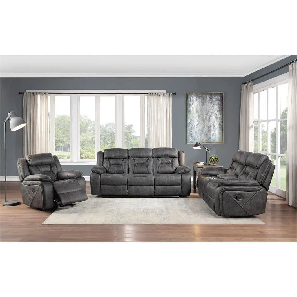 Gray Microfiber Glider Reclining Chair M6619