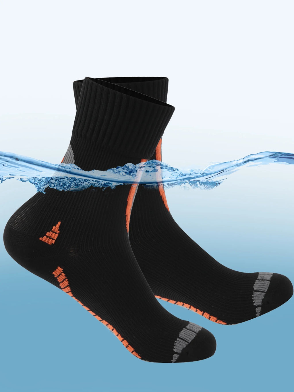 Waterproof Breathable Lightweight Cushioned Quarter Hiking Socks 1 Pair Small Black Orange M531642
