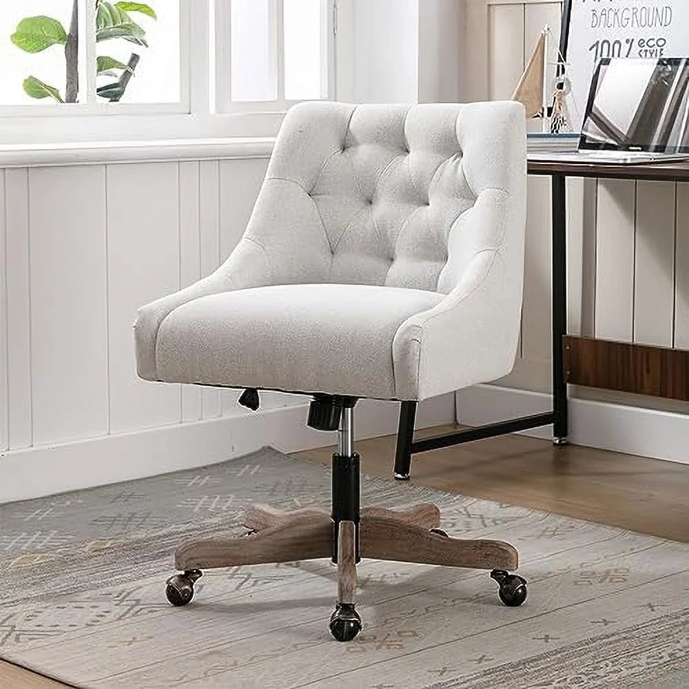 Brown Swivel Shell Chair with Wood Base and Wheels D7045