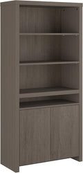 Tall 6 Shelf Bookcase with Doors in Restored Gray G5174