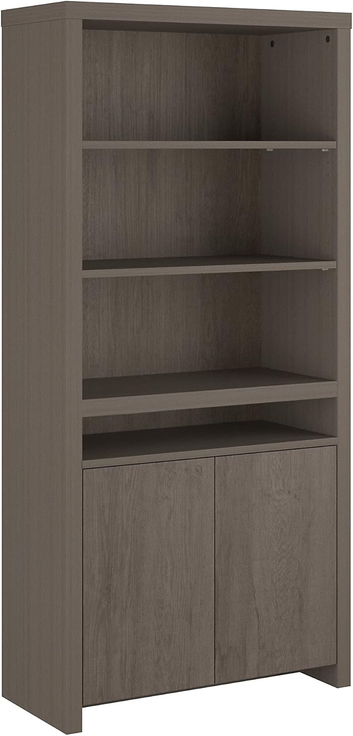 Tall 6 Shelf Bookcase with Doors in Restored Gray G5174