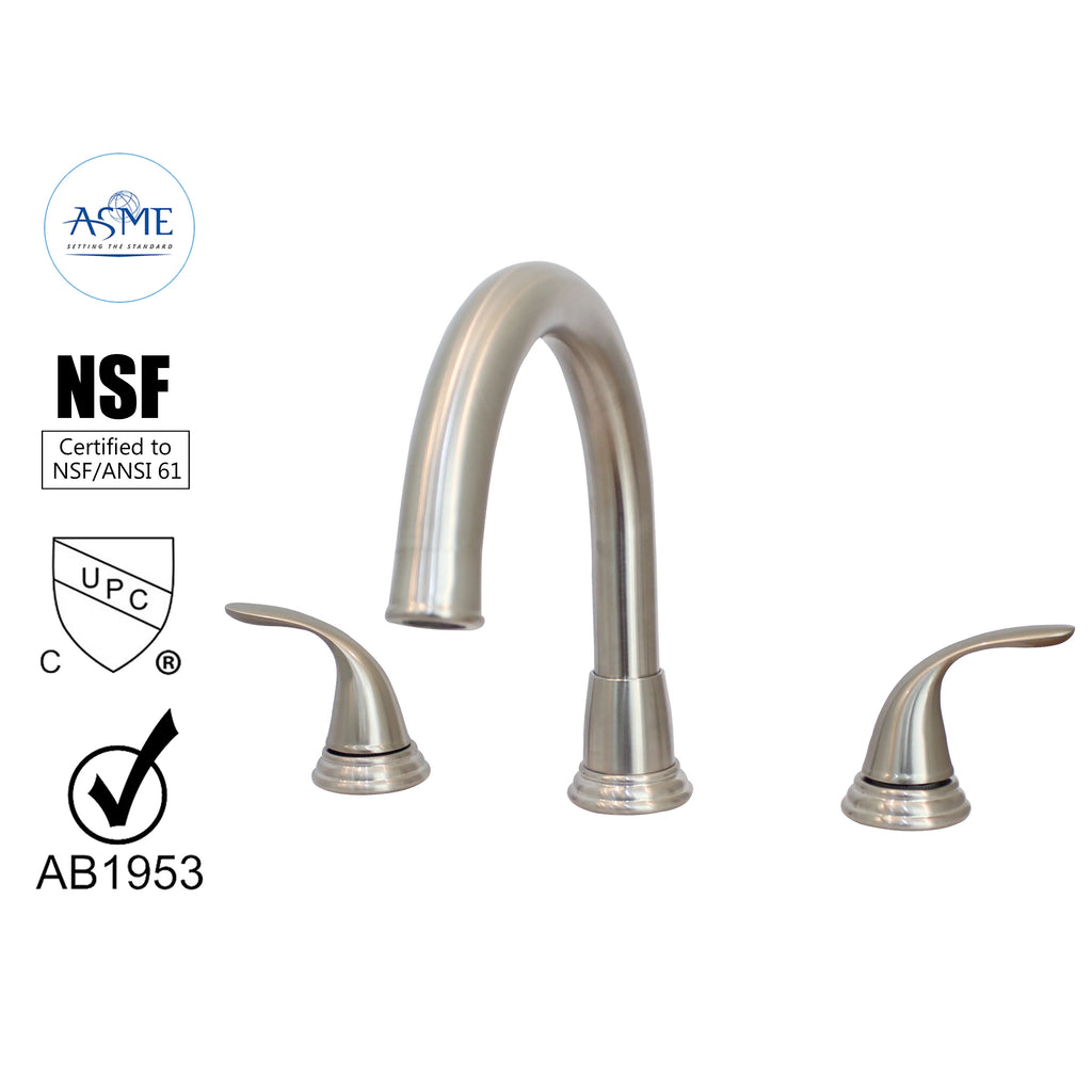 Stainless Steel Widespread Bathroom Sink Faucet Brushed Nickel F690578