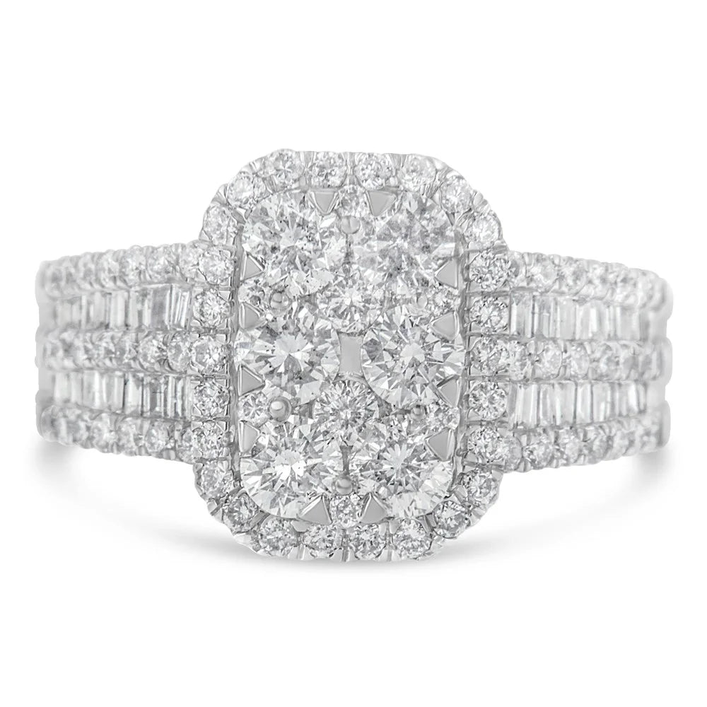 14K White Gold Diamond Cluster Ring V803