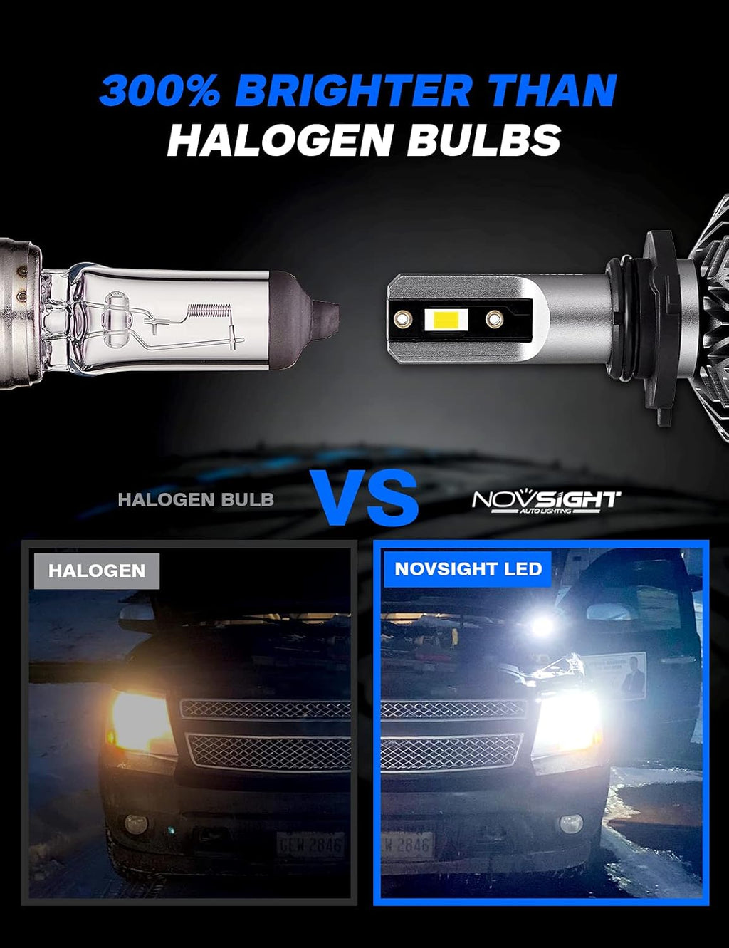 9006/HB4 Low Beam 9005/HB3 High Beam 26000LM 120W LED Headlight Bulbs Combo, 6500K Cool White, Pack of 4 Pack of 2 E998