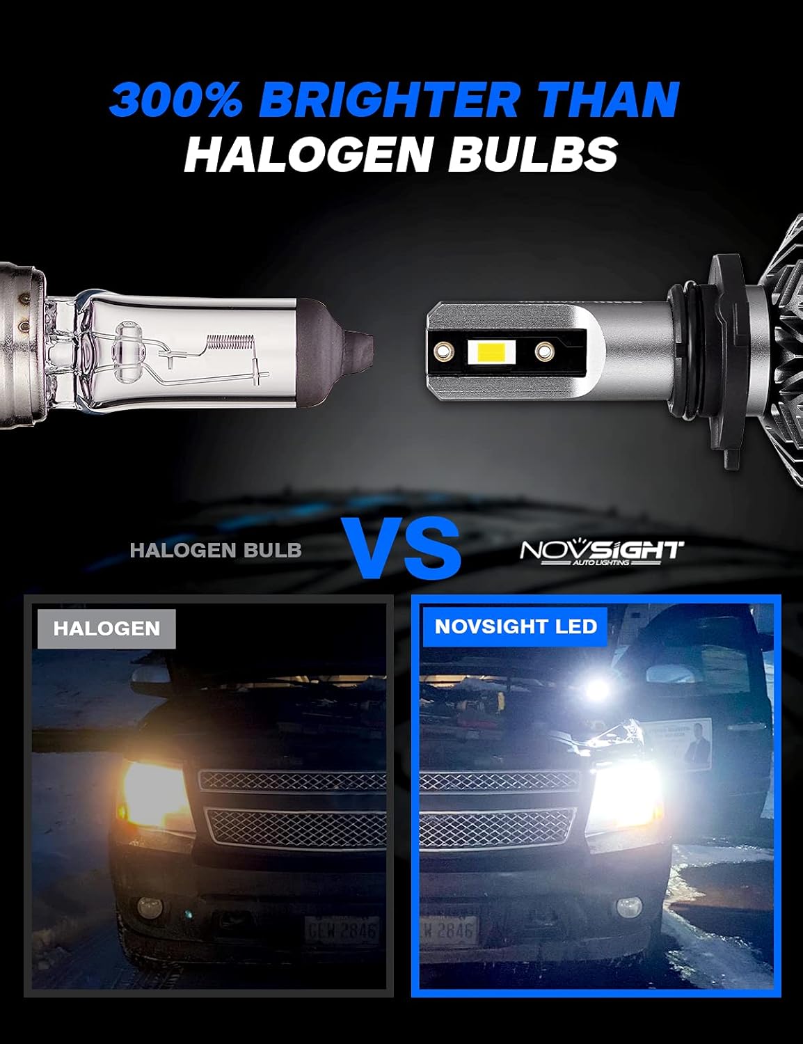 9006/HB4 Low Beam 9005/HB3 High Beam 26000LM 120W LED Headlight Bulbs Combo, 6500K Cool White, Pack of 4 Pack of 2 E998
