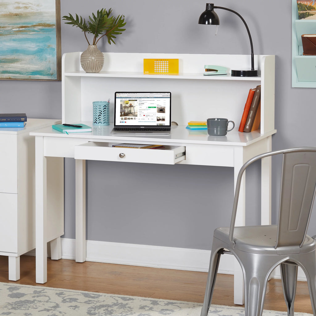 White MDF Desk with Hutch G3114