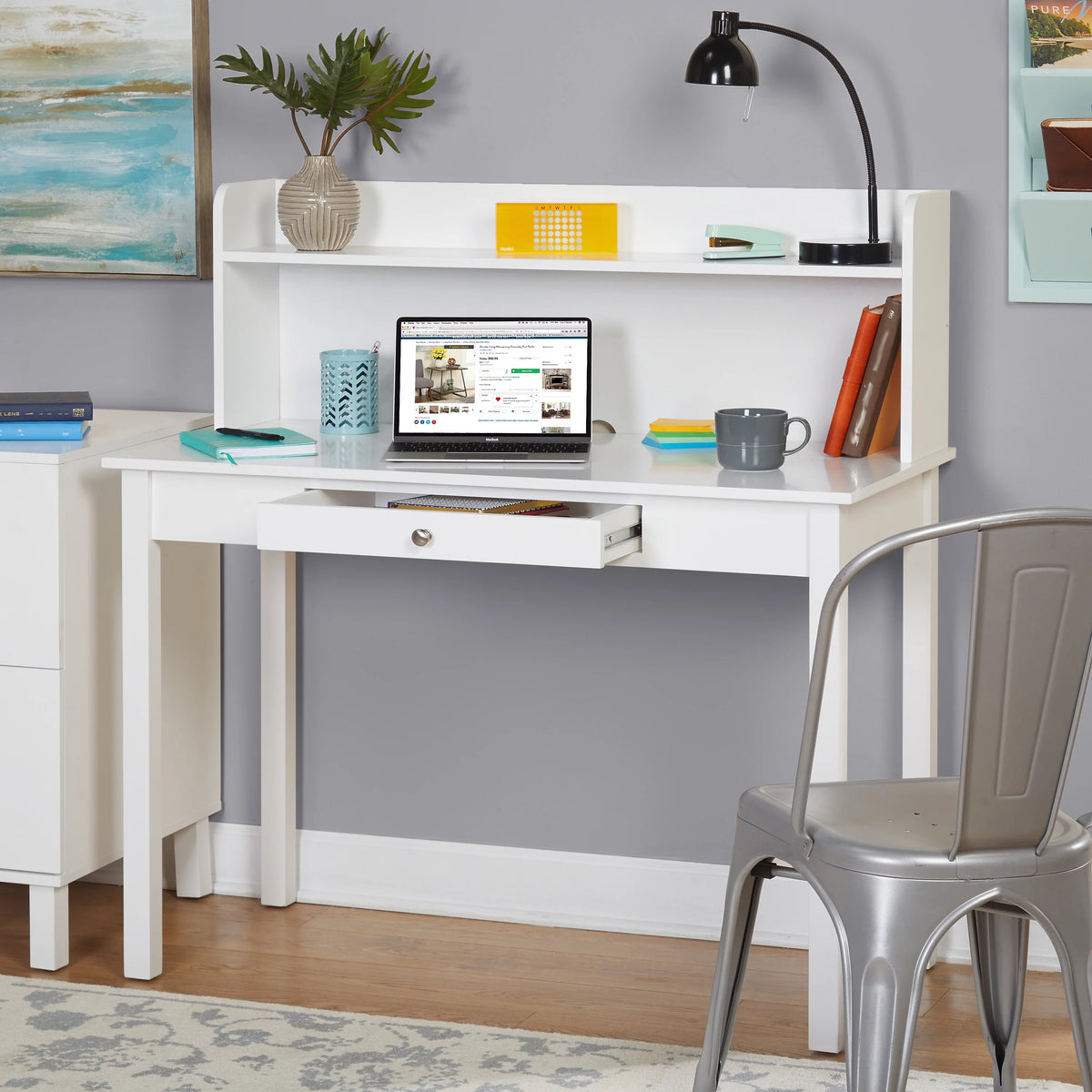 White MDF Desk with Hutch G3114