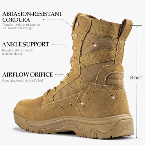 Men's 8 Inches Suede Leather Tactical Work Boots D1274