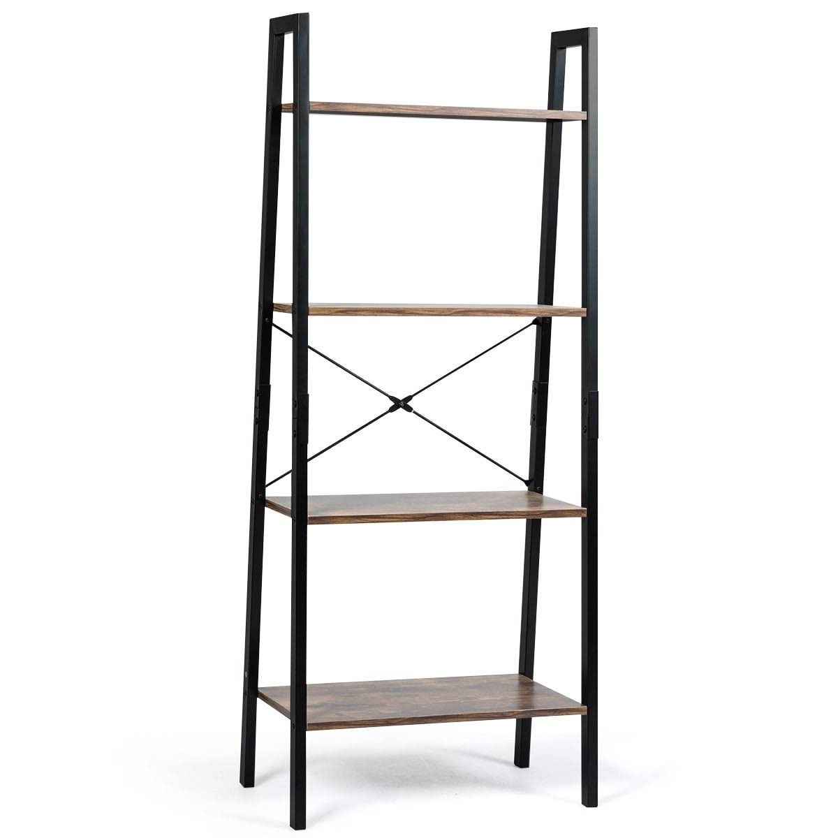 4-Tier Ladder Storage Rack Bookcase W9432