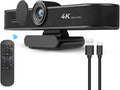 4K Webcam with Microphone and Speaker, 5X Digital Zoom, Privacy Cover, 120° Wide View D7216
