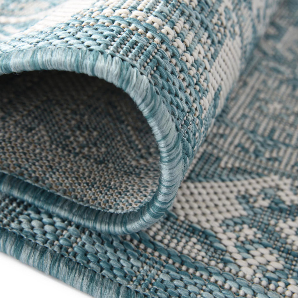 Aqua 6 Ft Runner Flatweave Rug S2420